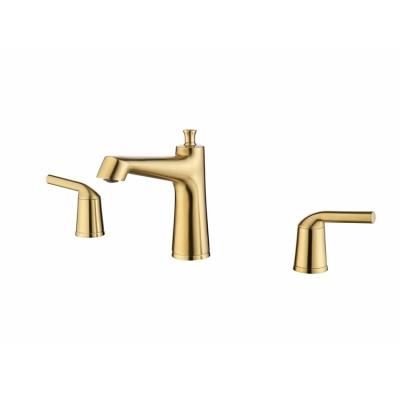 China Modern Two-Handle Brushed Gold Zinc Alloy Hot And Cold Water Faucet Handle Bathtub Split Basin Faucet for sale