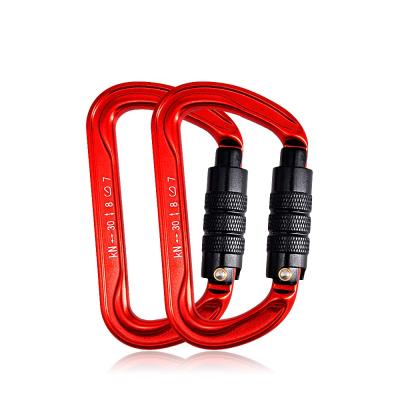 China High Quality Outdoor Climbing Activity 30KN Aluminum Alloy D Shape Locking Climbing Hammock Aluminum Carabiner for sale