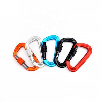 China Outdoor Climbing 12KN Activity CE Cetified Aluminum Snap Hook Screwgate Locking Outdoor Hammock Carabiner Clips for sale