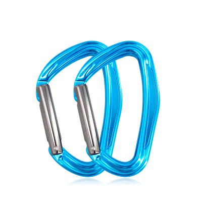 China Heavy Industry 23KN Customized Custom Aluminum D Shaped Aviation Rock Climbing Clip Carabiner for sale