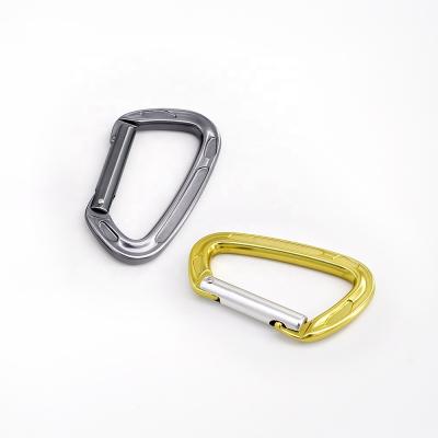 China Outdoor Climbing Activity 22kn D Shaped Outdoor Locking Camping Climbing Custom Aluminum Carabiner Black for sale