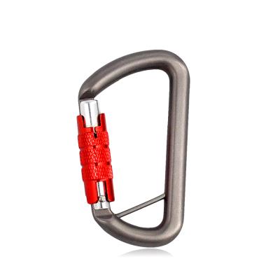 China CE Certified Anti-theft Self-locking Tool Climbing Outdoor Activity 8KN Aluminum Alloy Lanyard Metal Carabiner for sale