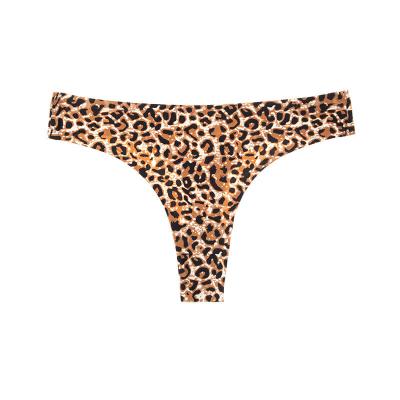 China Leopard-copy thong ladies T-pants low waist ice silk one-piece seamless antibacterial sexy sports ladies underwear for sale