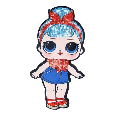 China 3D The Latest 2019 Famous Supplier Cute Little Girl Custom Sequin Embroidery Patch for sale