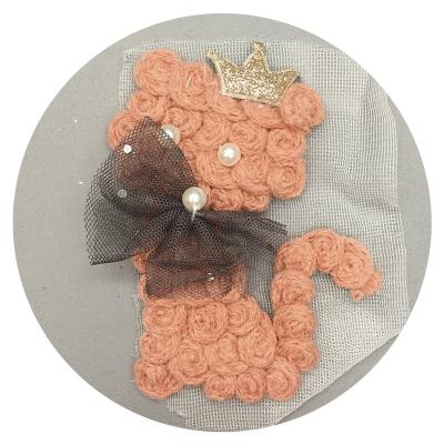 China 3D China Supplier Small Organza Fabric Baseball Cap Embroidery Crochet Flower for sale