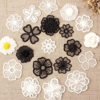 China 3D China Experienced Chef Logo Hat Flat Lace Embroidered Flower Applique for sale