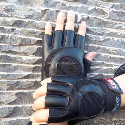 China Custom leather clothstairs fitness gloves, leather gym gloves, fingerless leather gym gloves for sale