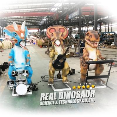 China Water & spray Smog Cartoon Dinosaur Rocking Music Character Band Animatronic for sale