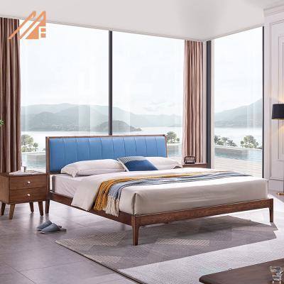 China Modern Queen Frame Furniture Hotel Design King Size Double Solid Wood Single Bed for sale