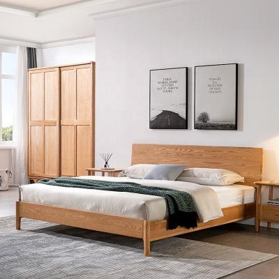 China Hot Sale Ash Wood Frame Furniture Bedroom Furniture Solid Wood King Queen Size Hotel Single Double Beds for sale