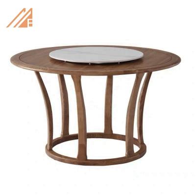 China Adjustable Frame Dining Table Wooden Rock Beam Rotary Table (Height) With 6 Persons for sale