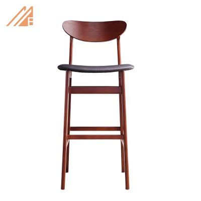 China Modern Wooden Restaurant Furniture Bar Chair With Leather Seat for sale