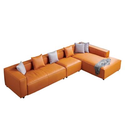 China Sofa Italian Modern Living Room Sectional Furniture Set Sofa Feather Filling With Lounge Genuine Leather for sale