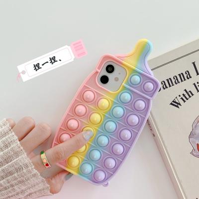 China Custom Logo Feeding-Bottle Style Accessories Anti-drop Bubble Push Phone Case For Iphone 12 Iphone 11 for sale