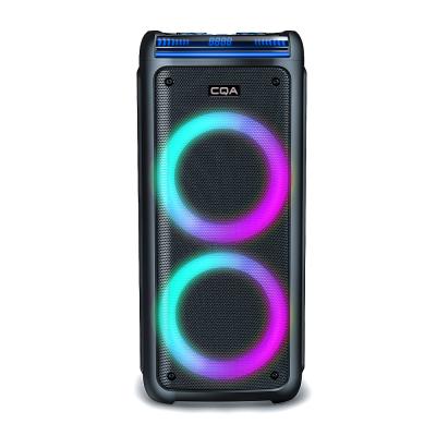 China Hot Sale Amazone Phone Function Party Speakers CQA BT DJ Light Box Dual 8inch Powered Speakers With Firelight for sale