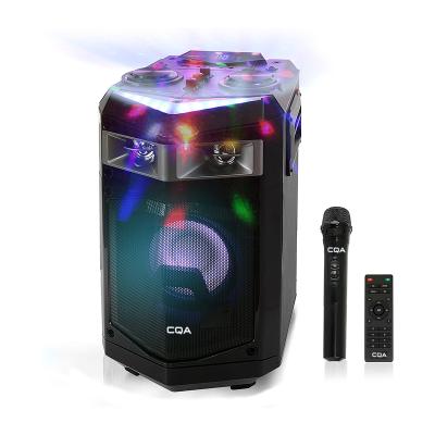 China PORTABLE portable powered rechargeable sound system speaker box with flashing light/USB/SD/Aux input for sale