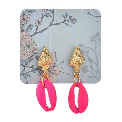 China Fashion earrings fashion raw new ocean jewelry fluorescent color shell charm gold drop earrings for women for sale