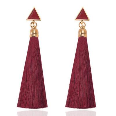 China Popular Hot Selling Bohemian Stud Earrings Long Fashion Geometric Bridal Charm Triangle Tassel Jewelry Earrings For Women for sale