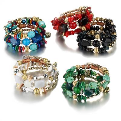 China Fashion Bracelet Set Beach Wind Charm Smart Bracelet Natural Stone Beaded Multilayer Jewelry Men Bracelet Set Women for sale