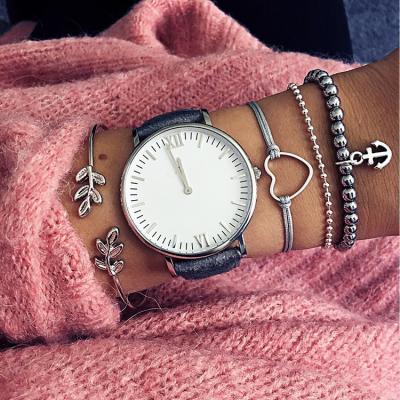 China Fashion Bracelet Set Fashion Handmade Pearl Leaf Love Heart Beaded Anchor Shape Bracelet Set For Watch Wholesale for sale