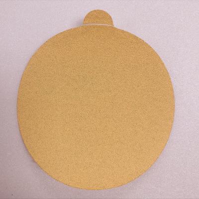 China 362X 5inch Top Materials Gold Aluminum Oxide Sandpaper No Hole PSA Disc 362X Gold Abrasive Sandpaper for sale