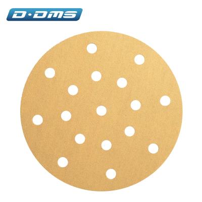 China 5 Inch Automotive Sandpaper With 6/7/9/15/17 Holes Alumina Sandpaper 362X Gold Sandpaper 362X Golden Yellow Sandpaper for sale