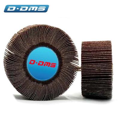 China Remove Dust King Mounted Small Fin Wheel With Spindle Alumina Oxide Abrasive Polishing Wheel With Spindle Sandcloth Wheel Broom Abrasive Disc For Metal for sale