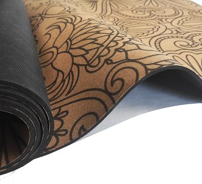 China High Quality Yoga Pilate Exercise Fitness Nature Printed Natural Rubber Cork Yoga Mat for sale