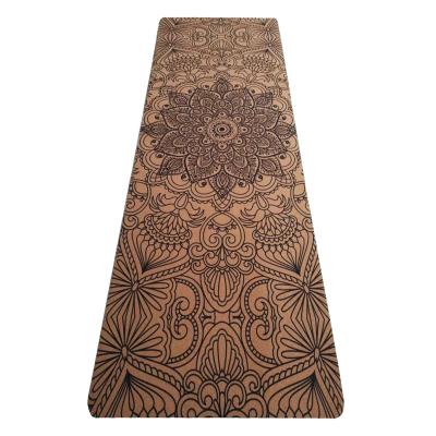 China Ambient Foldable/Washable/Waterproof Eco Friendly Rubber Mat Private Label Cork Yoga Mat With Alignment Line for sale