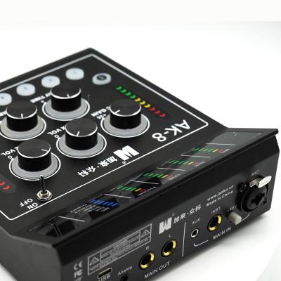 China Fast live broadcast transmission recording audio interface USB with LED level real-time meters AK-8 for sale