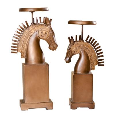 China Creative Retro Europe Resin Horse Head Candle Holders For Wedding Decoration for sale