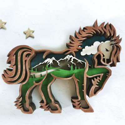 China Europe Wood Carving Wooden Horse Ornaments Creative Gifts Wood Carving Crafts for sale