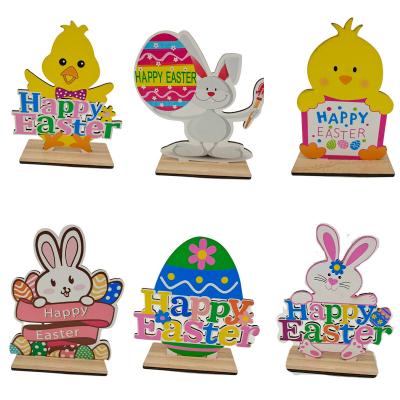 China Europe Wooden Easter Crafts Bunny Wooden Ornaments Desktop Decorations Rabbit Party Crafts Ornaments for sale