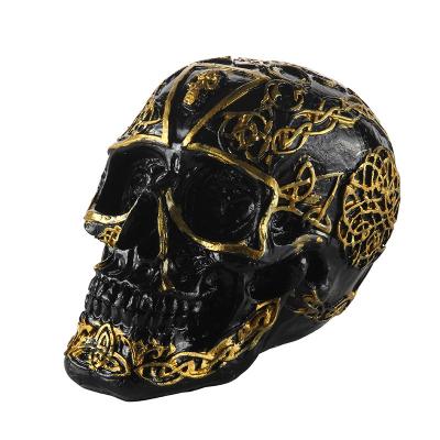 China Europe Halloween Model Black Skull Figurine Holiday Decoration Halloween Gift Resin Ornament for sale