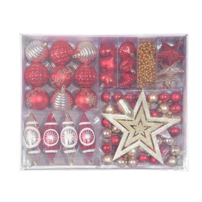 China Europe 35-185mm 74pcs Red and Green Colorful Gifts Decoration Christmas Bulk Items Plastic Ball Ornament for sale