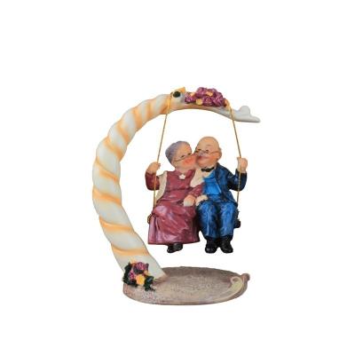 China Europe Coostyle Swing Resin Old People Couple Figurines Home Decor for sale