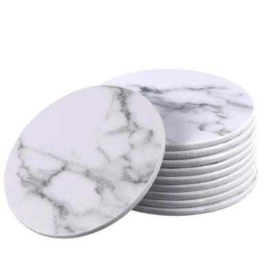 China Wholesale marble style PU leather cup coaster workable for home restaurant for sale