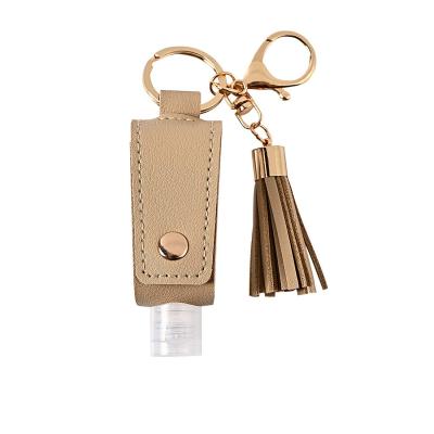 China Custom Leather Hand Sanatizer Leather Holder Pvc Key Chain for sale