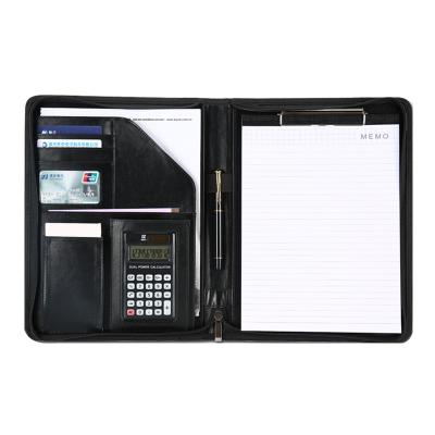 China OEM Black Leather PU Folder Document Zipper Bag for sale