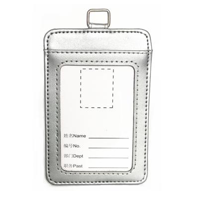 China Fashion PU ID Card Business Card Lanyard Holder Sublimation Leather Card Holder for sale