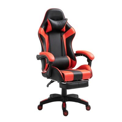 China (Size) WEWORTH OEM Adjustable Black & Red PC Swivel Office Chair Racing Reclining Leather Computer Gamer Gaming Chair With Footrest for sale