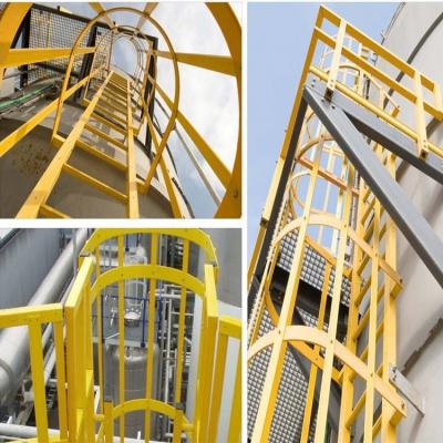 China Fiberglass Cage Ladder Straight Ladder FRP Cage Access Ladder for sale