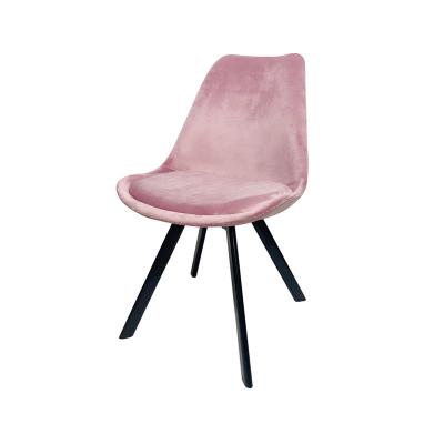 China Light Luxury Soft Back Light Luxury Fabric Soft Velvet Crossed Iron Legs Dining Chair for sale