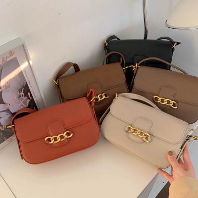 China 2022 Fashion Ethnic Metal Chain Small Bag Personality Pocket Square Pocket Design Portable Korean Chic Ethnic Soft Shoulder Bag for sale