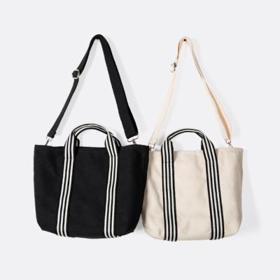 China Vintage Canvas Tote Bag Durable Thickness Handbag Single Black White Black Shopping Travel Shoulder Bag for sale