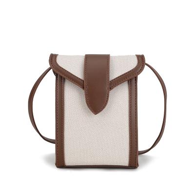 China Fashion retro canvas canvas small contrast color mobile phone small cross bag small square bag wholesale for sale