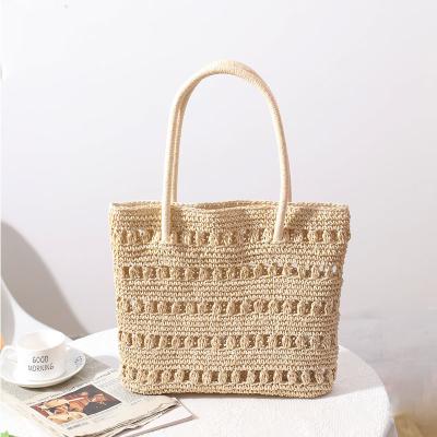 China Large Capacity Portable Casual Wicker Bali Purses Shoulder Bags Women Summer Beach Bags Straw Hollow Bag Large Capacity Wicker Woven Tote for sale