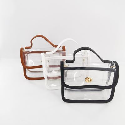 China Fashion Clear Bag Stadium Approved Clear PVC Purses Cross - Body Bag Adjustable Strap For Concert Sports Events for sale