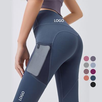 China TikTok Fashion Breathable Ladies High Waist Tight Yoga Pants Sports Workout Butt Lift Yoga Pants With Mesh Pocket Custom Gym Fitness Legging for sale