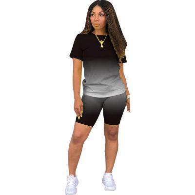 China Custom Made 2022 QUICK DRY Logo Summer Women Two Piece Short Set Plus Size 2 Piece Casual Biker Shorts Jogging Tracksuit for sale